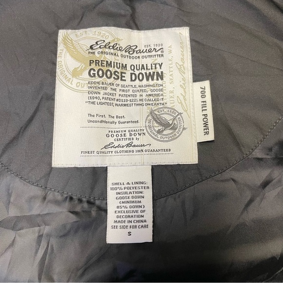 Eddie Bauer Premium Goose Down Puffer Vest Womens Small EB700 Black Zip Snap - Picture 7 of 10